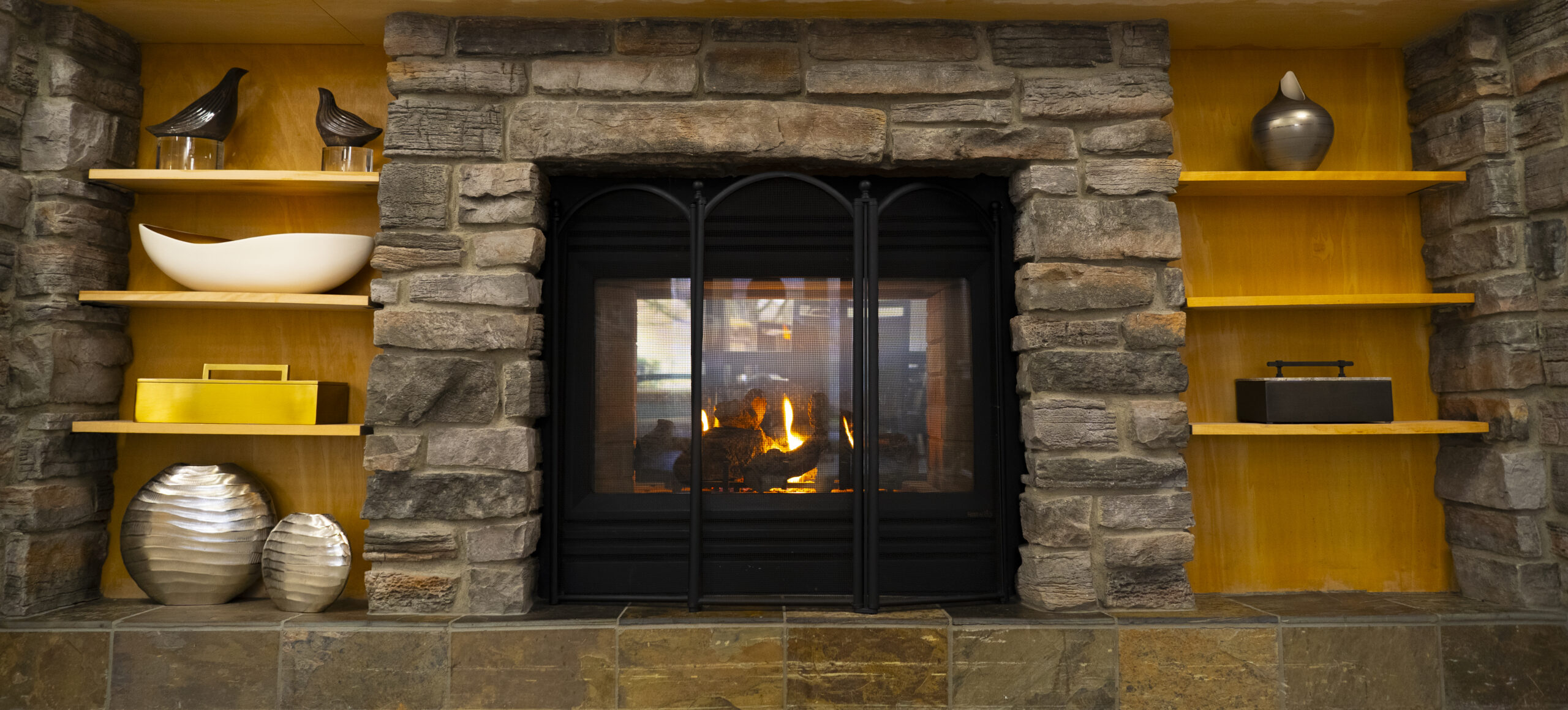 fireplace at a nonprofit assisted living home in corvallis oregon